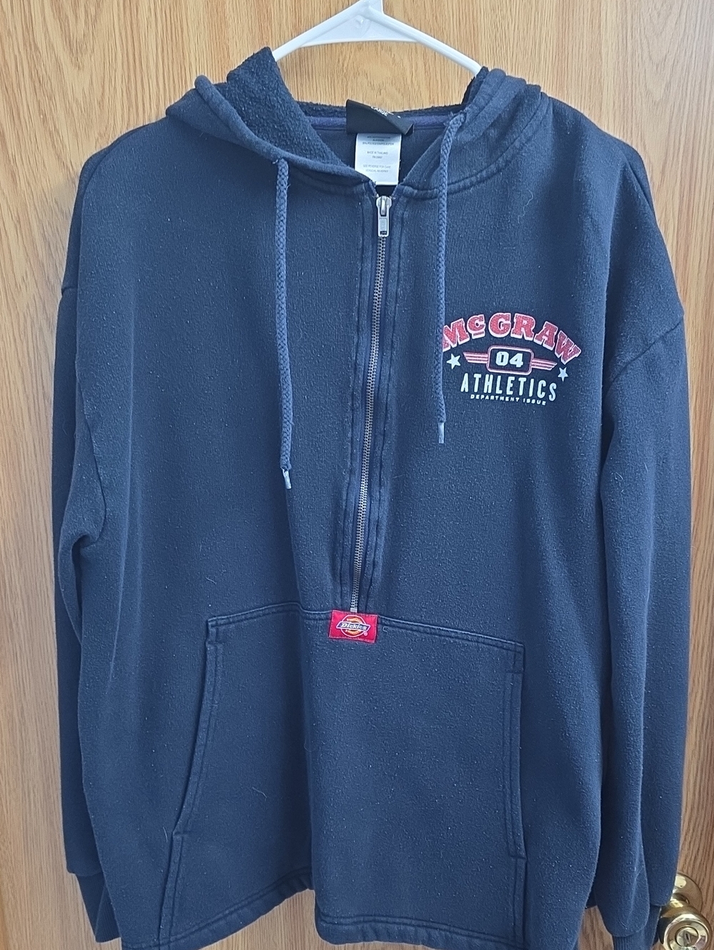 Tim Mcgraw Navy 1/2 Zip-Up Hoodie with Red & White Logo